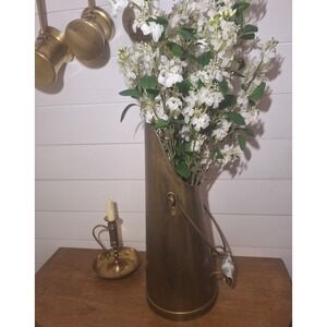 Vintage brass 19" scuttle bucket / umbrella stand vase made in Holland